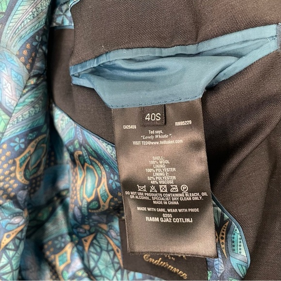 Ted Baker London Endurance 100% Wool Men’s Sports Coat Blazer Jacket Black 40S - Picture 8 of 10